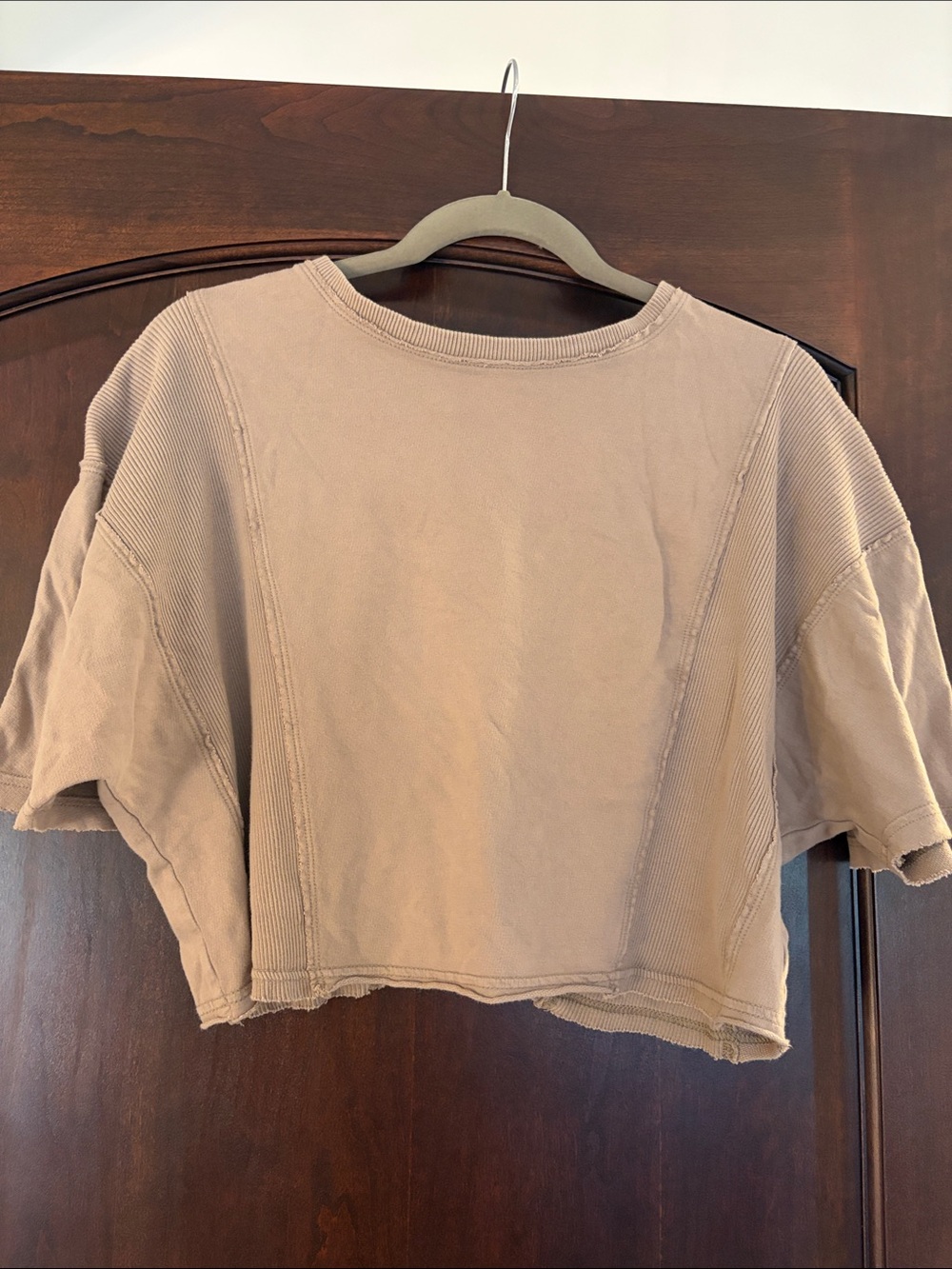 aerie Boxy Crop Tee in Taupe